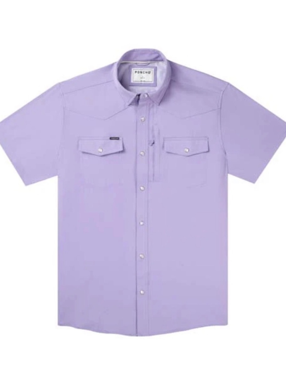 Men's Lavender Poncho Short-Sleeve Button-Up Shirt